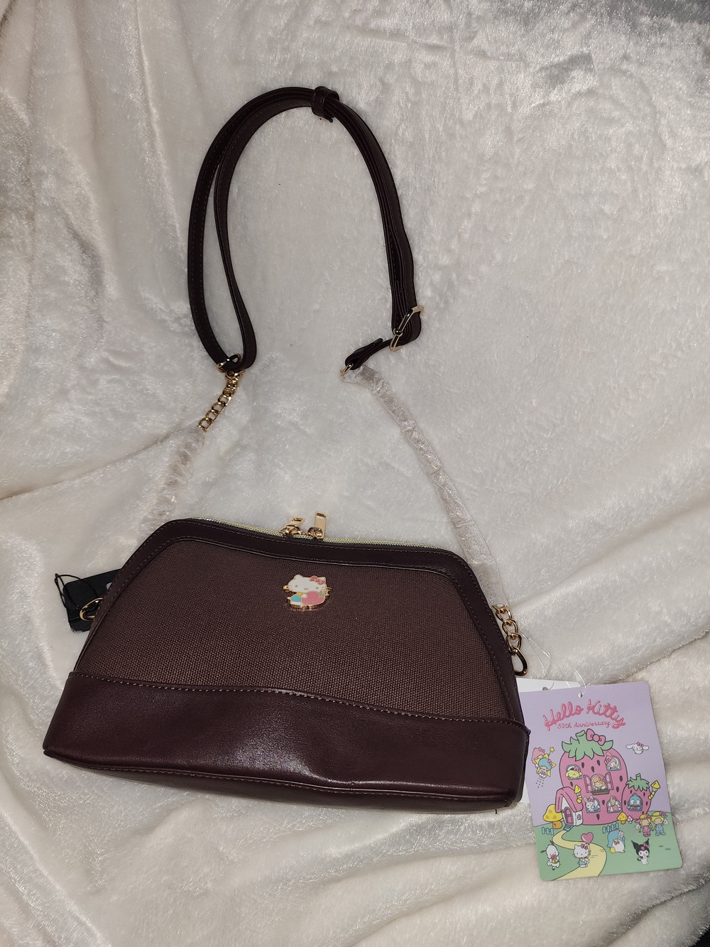 Hello Kitty Brown Crossbody Shoulder Bag - Cute Character Accent
